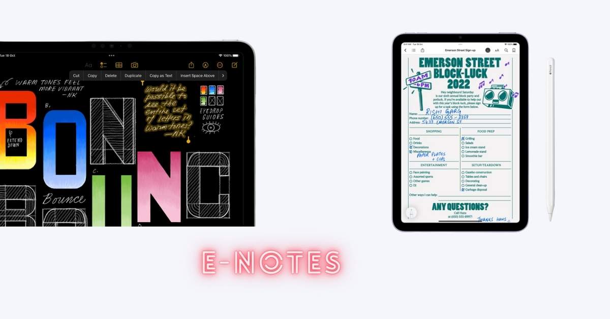 ipad use in e reading or e- notes