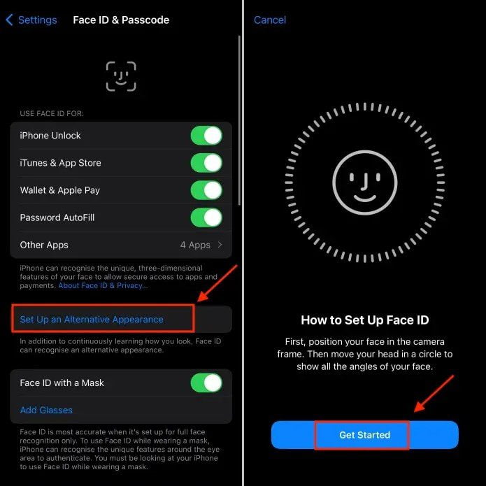 Adding Another Face ID iphone