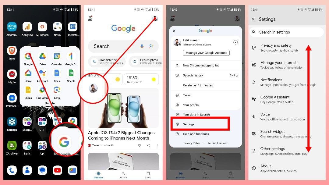 how turn dark mode in google app in discover