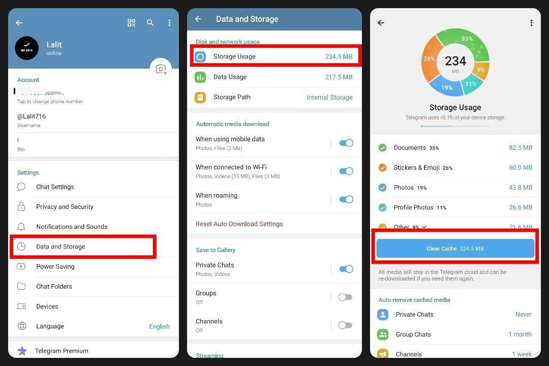 how to delete telegram downloaded files