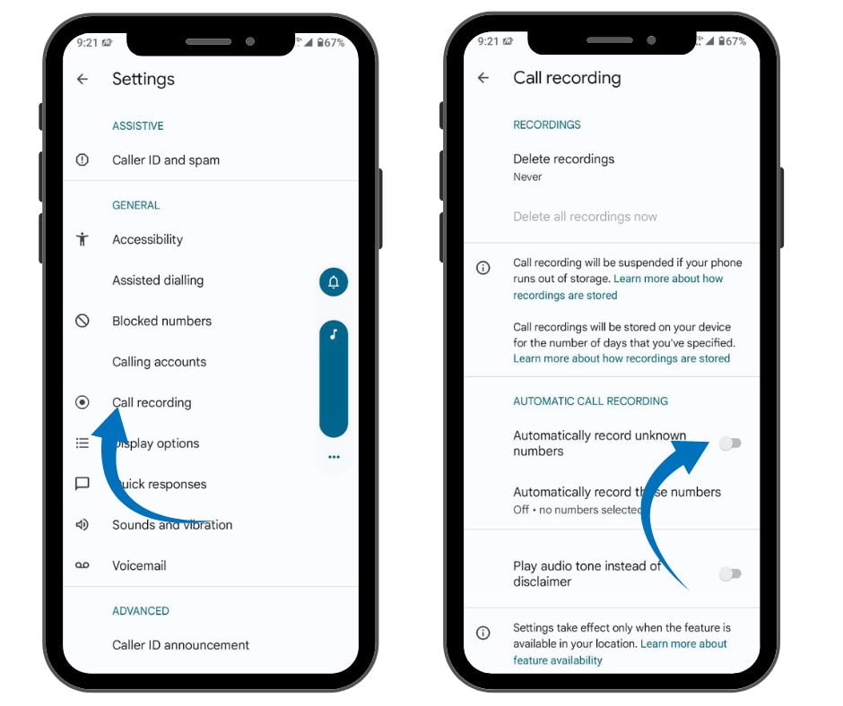 how enable auto call recording in android mobile