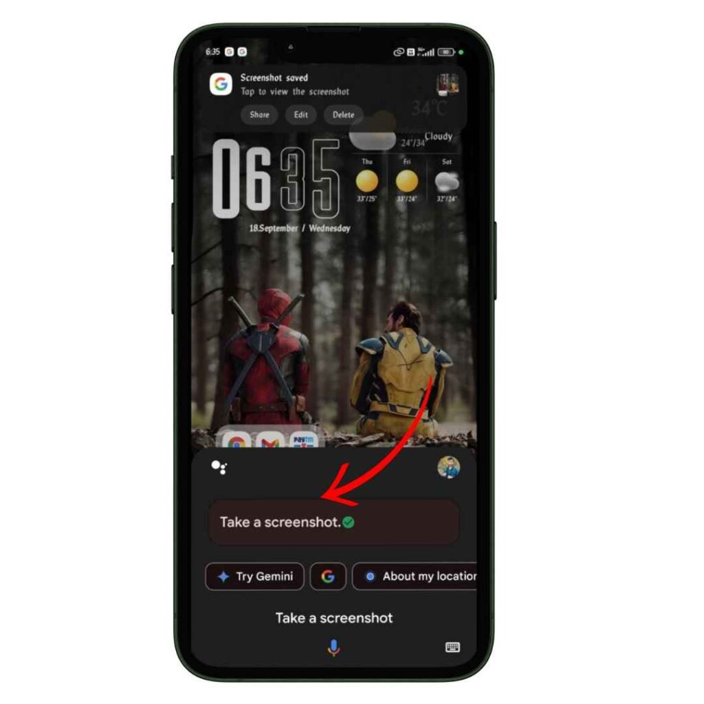 Using Google Assistant to Take a Screenshot on a Poco Mobile